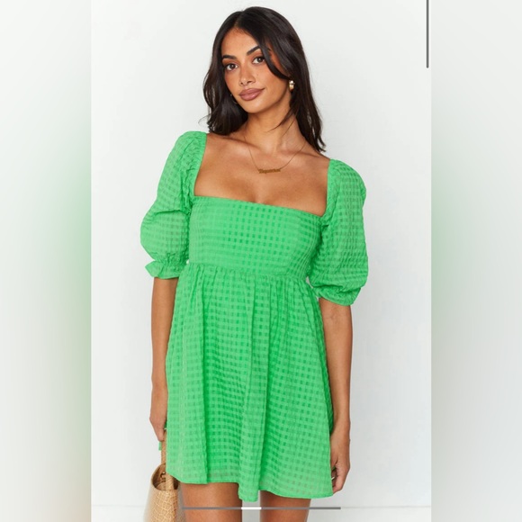 Beginning Boutique Rubi Green Babydoll Mini Dress - Picture 1 of 11